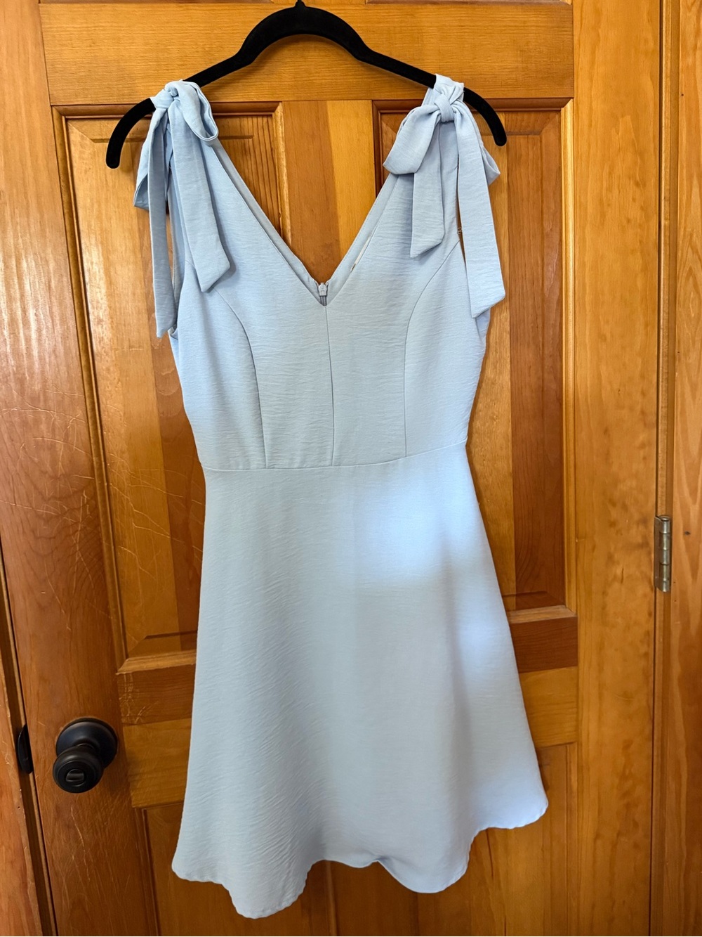 Altar’d State Light Blue Tie-Shoulder V-Neck A-Line Dress